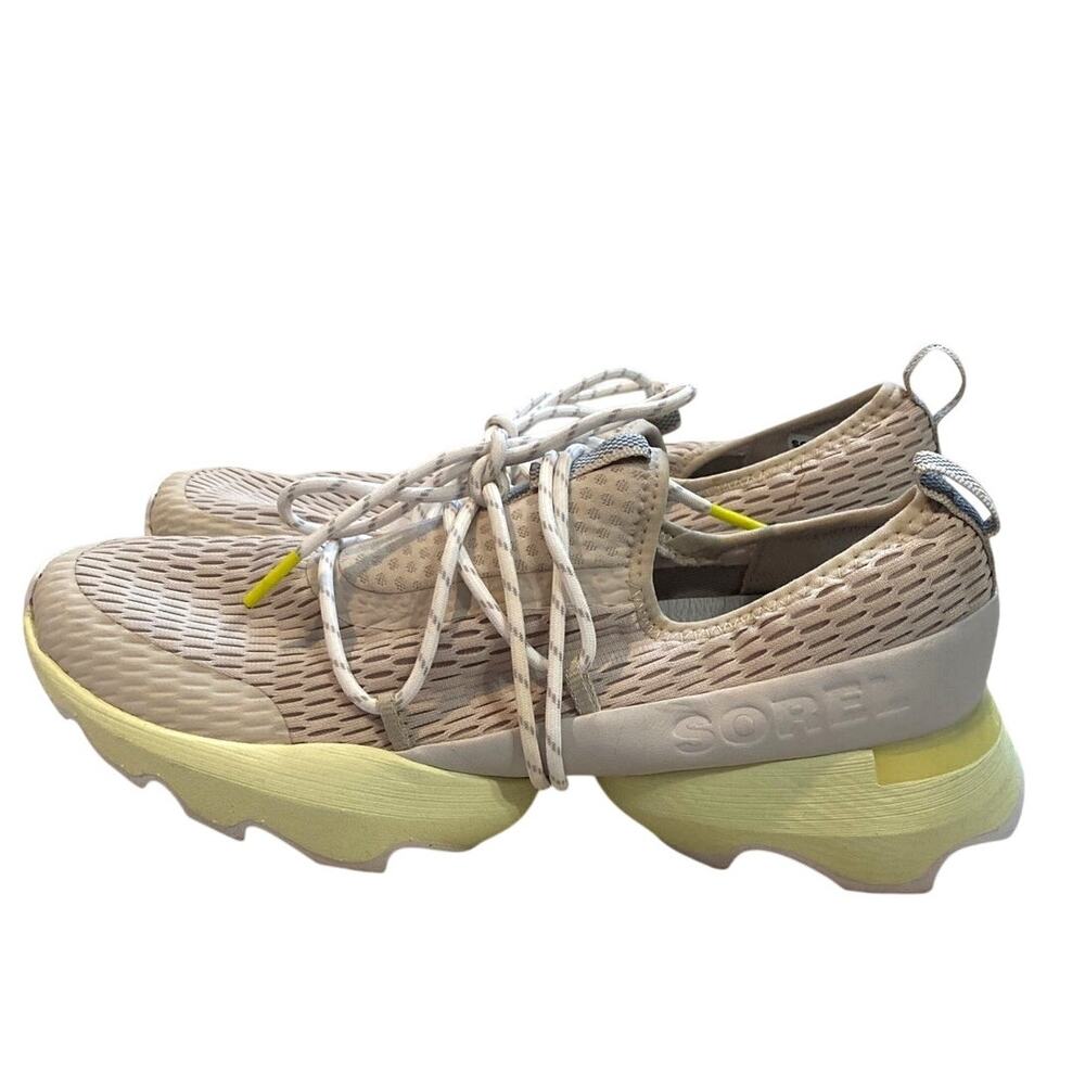 SOREL Kinetic Impact Lace Sneakers Beige Lime Green Women's Size 10 NL4694-278